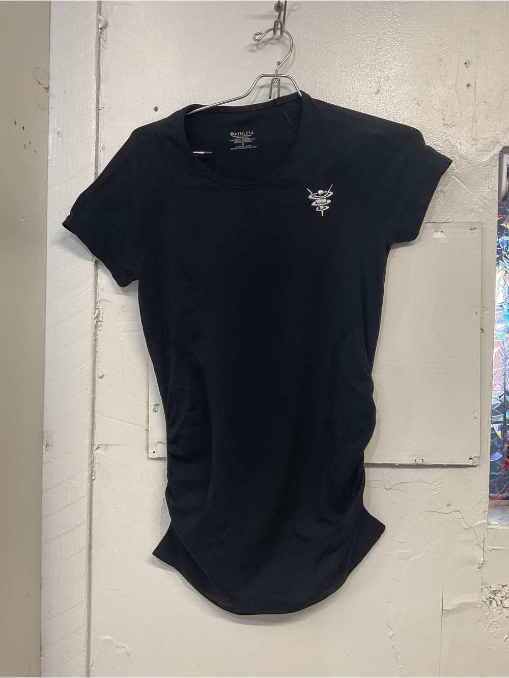 Athleta Black Longline Ruched Maternity Workout Top Size Small